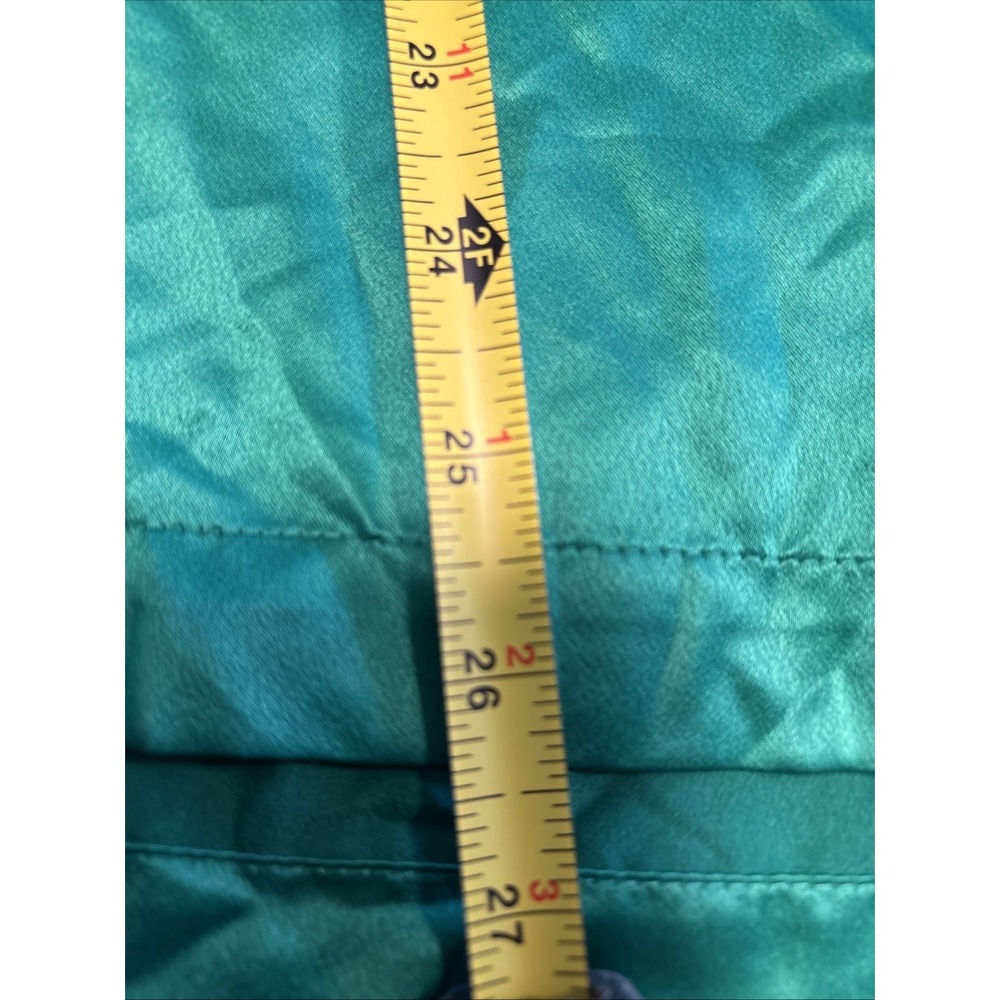 Vintage Y2K Worthington shiny blouse green Lantern sleeve Pleated Front LG - Picture 7 of 7